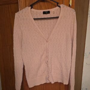 T Tahari Light Pink V-Neck Cardigan